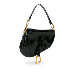 Dior Saddle Bag Medium Black Patent Leather