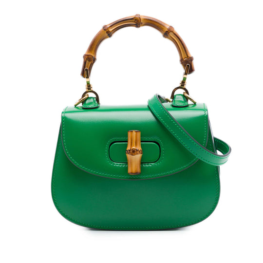 Gucci 1947 Bamboo Top Handle Mini Green Calfskin