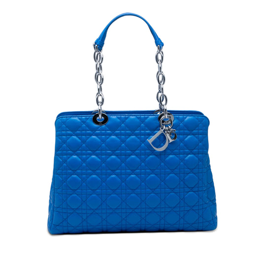 Dior Lady Dior Soft Shopping Tote Large Blue Lambskin