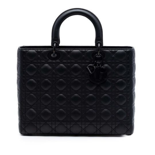 Dior Lady Dior Large Black Ultra Matte Calfskin