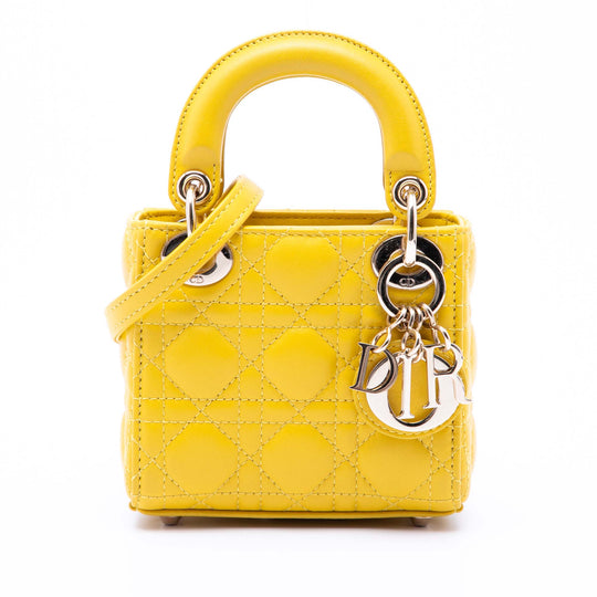 Dior Lady Dior Micro Yellow Lambskin