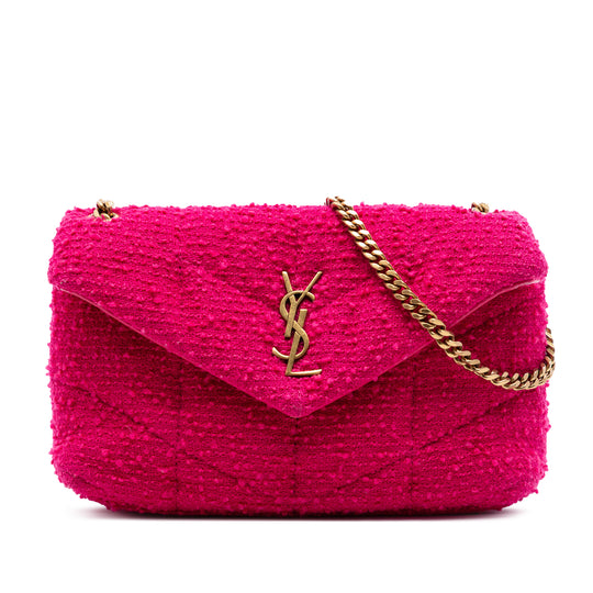 Saint Laurent LouLou Puffer Toy Pink Tweed Gold