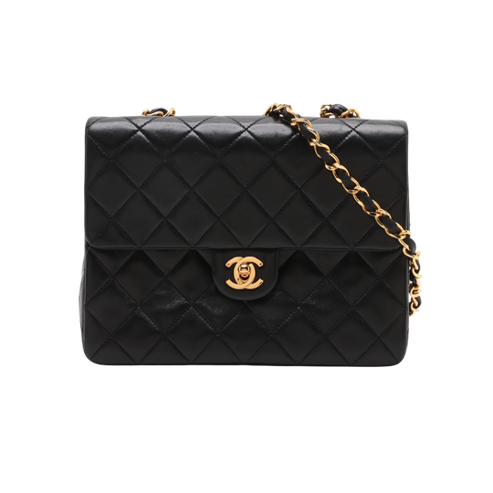 Chanel Classic Single Flap Mini Square Lambskin Gold