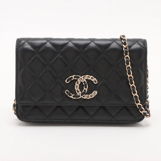 Chanel Crystal WOC Chain Wallet Black Lambskin Gold