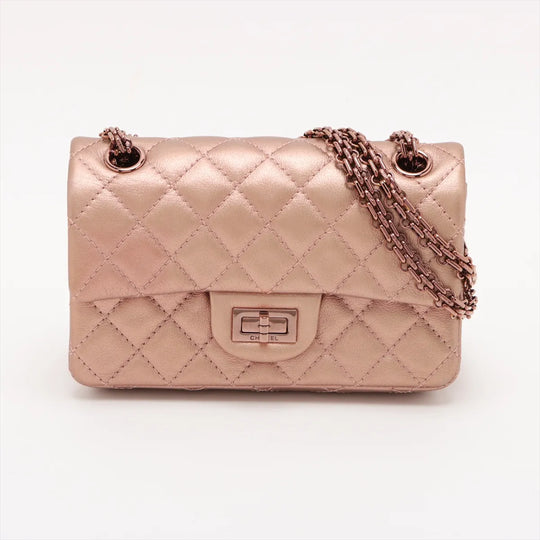 Chanel 2.55 Single Flap Mini Iridescent Pink Leather Pink