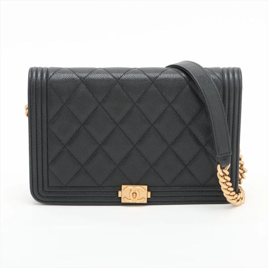 Chanel Boy Chanel WOC Wallet on Chain Black Caviar Gold