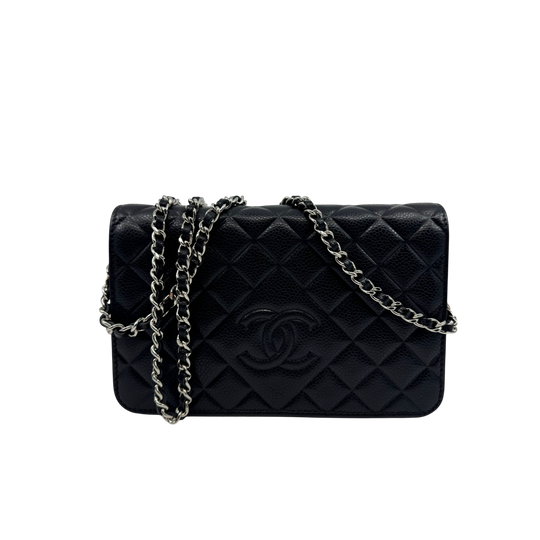 Chanel Chain Wallet Black Caviar Silver