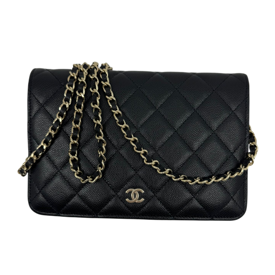 Chanel WOC Full Flap Black Caviar Gold