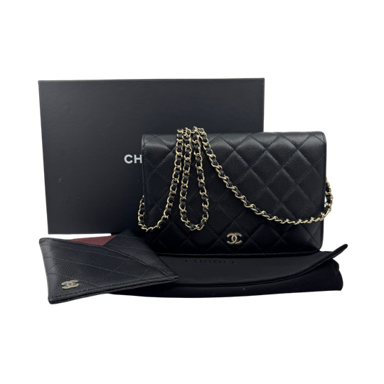 Chanel WOC Full Flap Black Caviar Gold