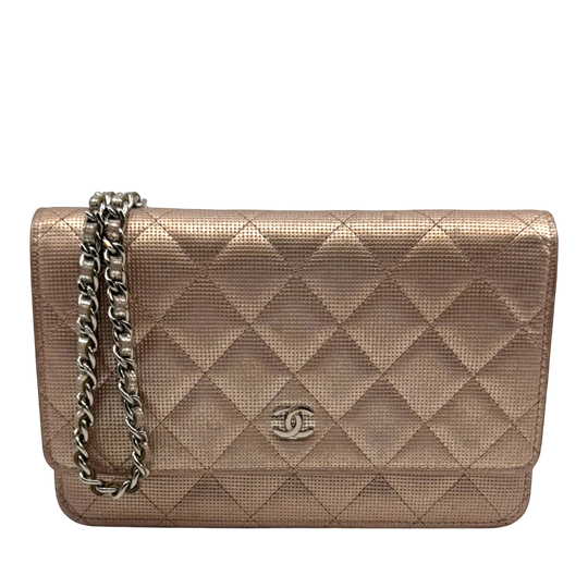 Chanel WOC Wallet on Chain Rosé Metallic Mesh Effect