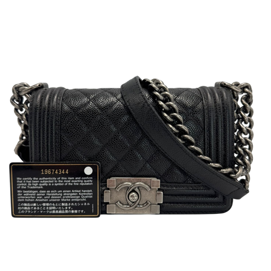 Chanel Boy Small Black Calfskin Ruthenium