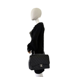 Chanel Jumbo Black Quilted Caviar Classic Single Flap - Purchase in 2023