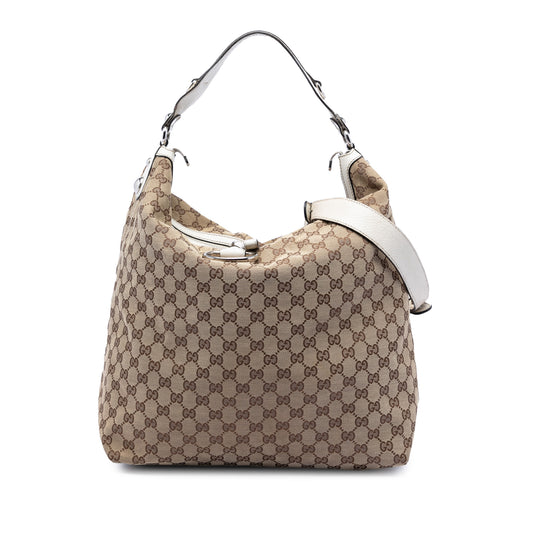 Gucci GG Canvas Icon Bit Hobo Large Beige GG Canvas
