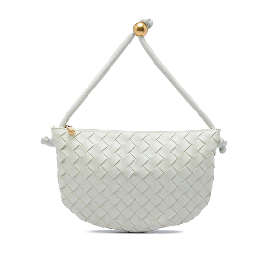 Bottega Veneta Turn Pouch Small White Lambskin Intrecciato
