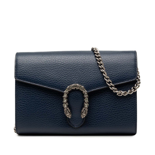Gucci Dionysus Wallet on Chain Blue Calfskin