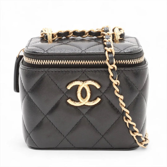 Chanel Mini Vanity Case Black Lambskin Gold