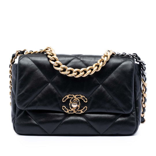 Chanel 19 Flap Medium Black Lambskin Gold