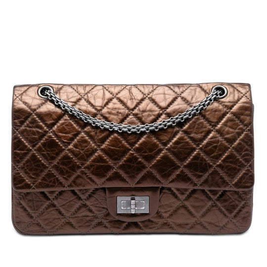 Chanel Reissue 2.55 Single Flap 227 Brown Calfskin Gold