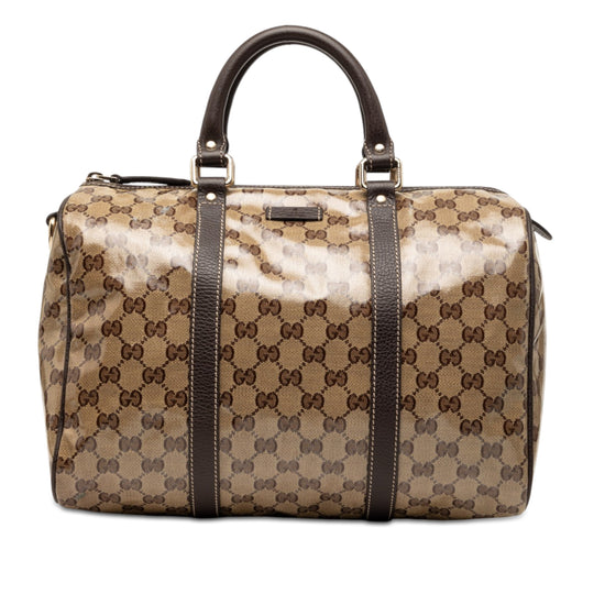 Gucci GG Crystal Joy Boston Medium Beige Coated Canvas