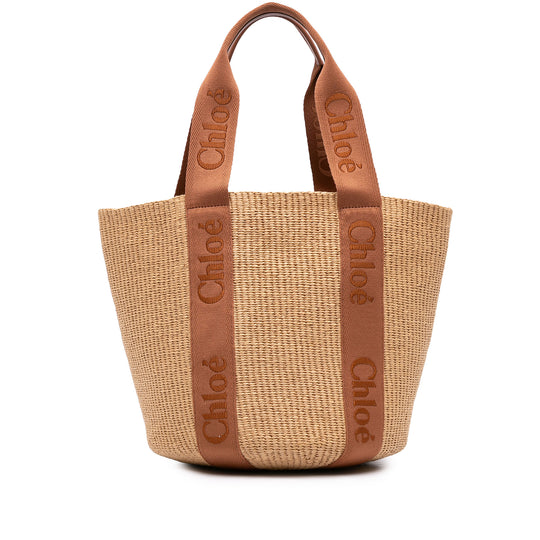 Chloé Woody Basket Large Brown Raffia