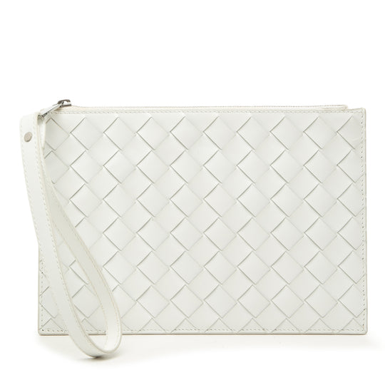 Bottega Veneta Intrecciato Clutch White Calfskin