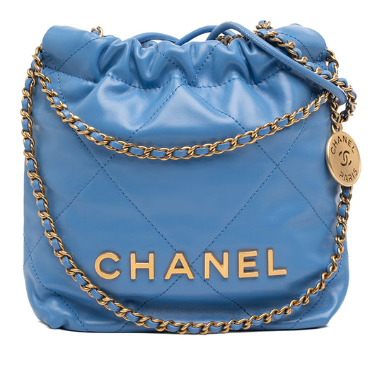 Chanel 22 Mini Blue Shiny Calfskin