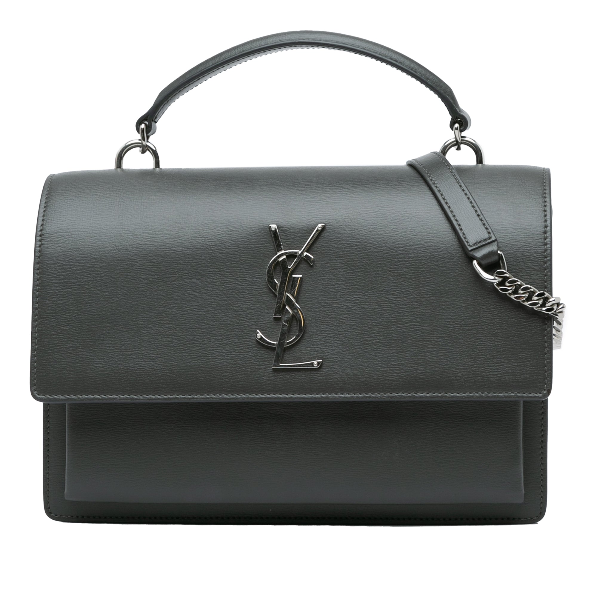 Yves Saint Laurent Monogram Sunset Medium Grey Leather