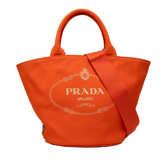 Prada Canapa Logo Tote Orange Canvas