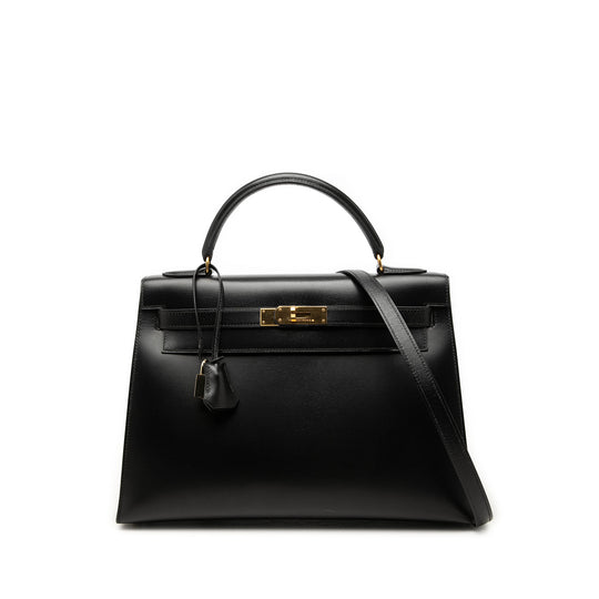 Hermès Kelly Sellier 32 Black Box Calfskin