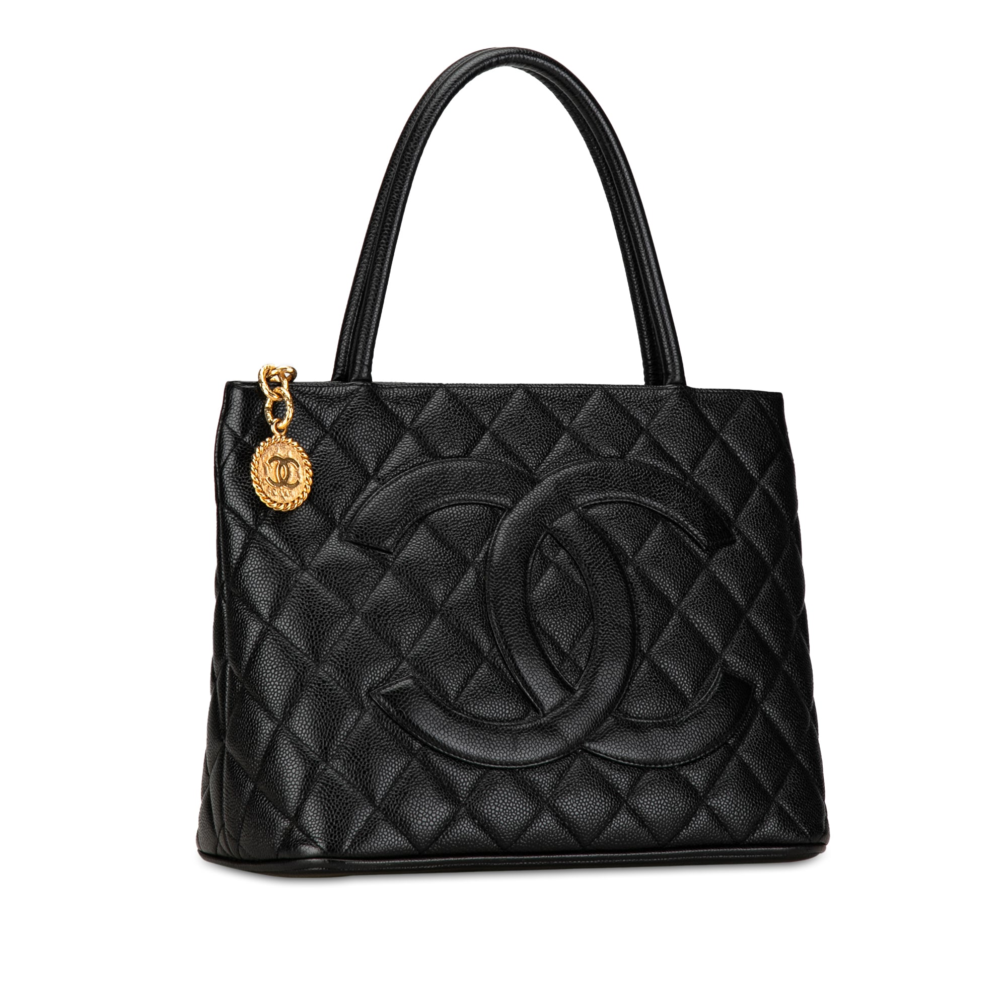 Chanel Medallion Tote Bag Black Caviar Gold