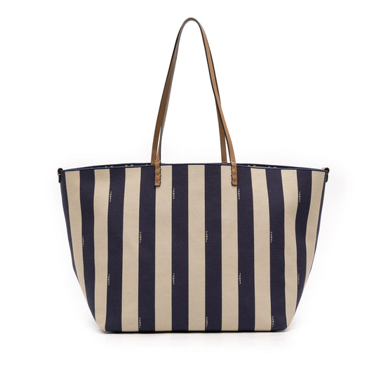 Fendi Pequin Zucca Roll Tote Large Blue Canvas