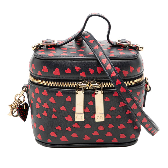 Dior Lady Dior Vanity Case Micro Blue Heart Print Lambskin