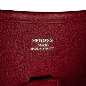 Hermès Evelyne III PM Red Clemence Palladium