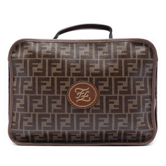 Fendi Karligraphy Travel Brown Zucca Coated Canvas