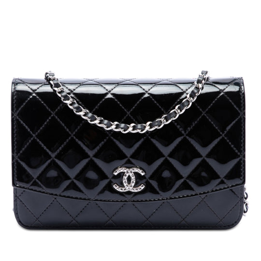 Chanel Brilliant Wallet On Chain Black Patent Leather