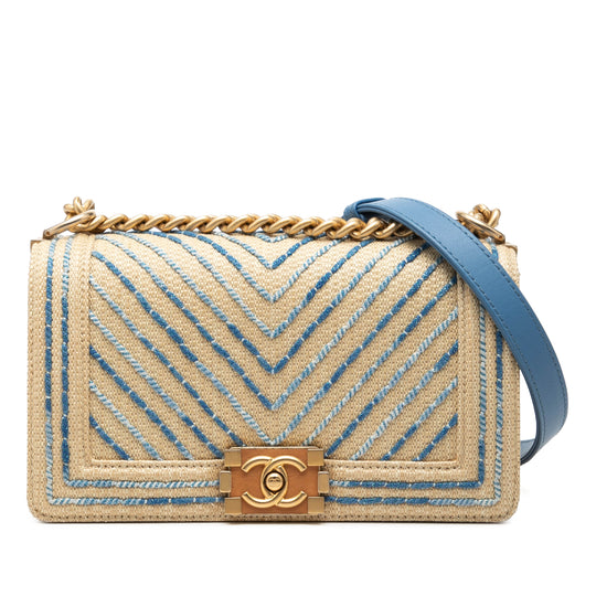 Chanel Boy Flap Medium Beige Raffia