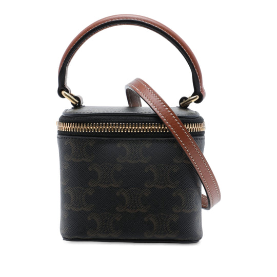 Celine Mini Triomphe Vanity Case Mini Brown Coated Canvas
