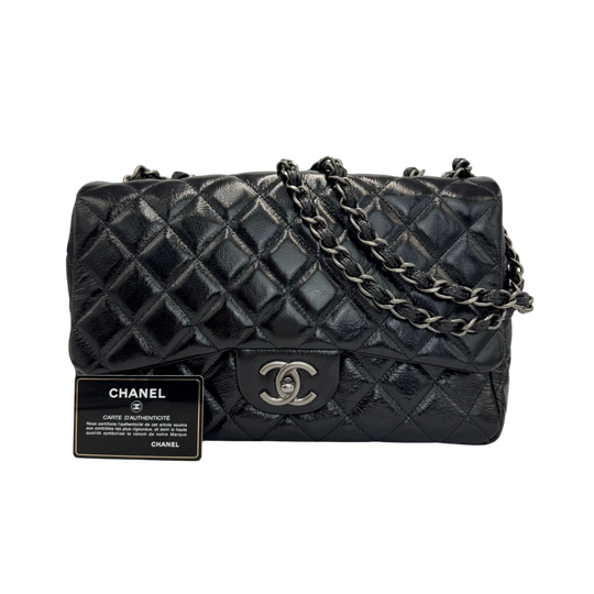 Chanel Classic Flap Jumbo Shiny Aged Calfskin Ruthenium