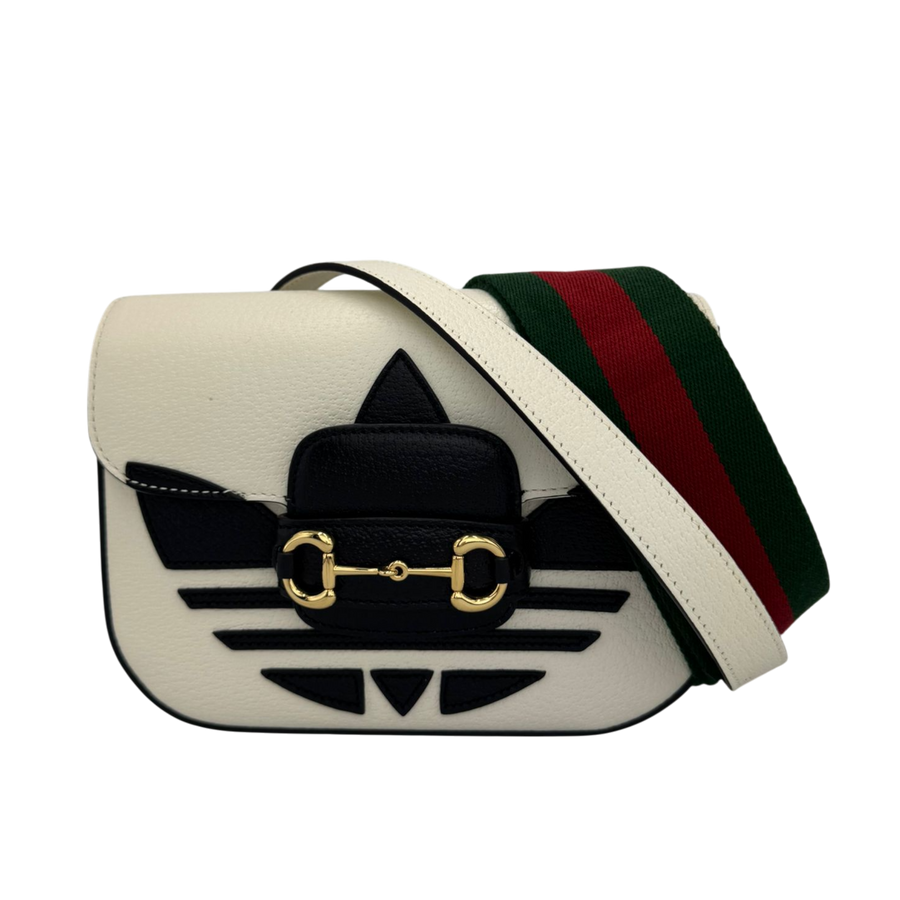 Gucci x Adidas Horsebit 1955 Shoulder Bag White Leather