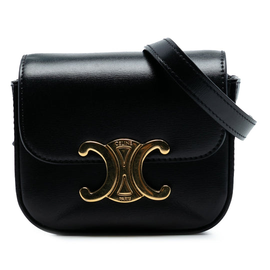 Celine Triomphe Mini Crossbody Black Shiny Calfskin