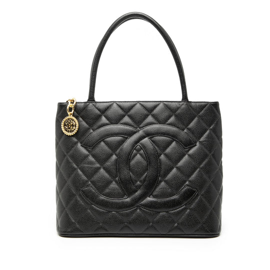 Chanel Medallion Tote Bag Black Caviar Gold