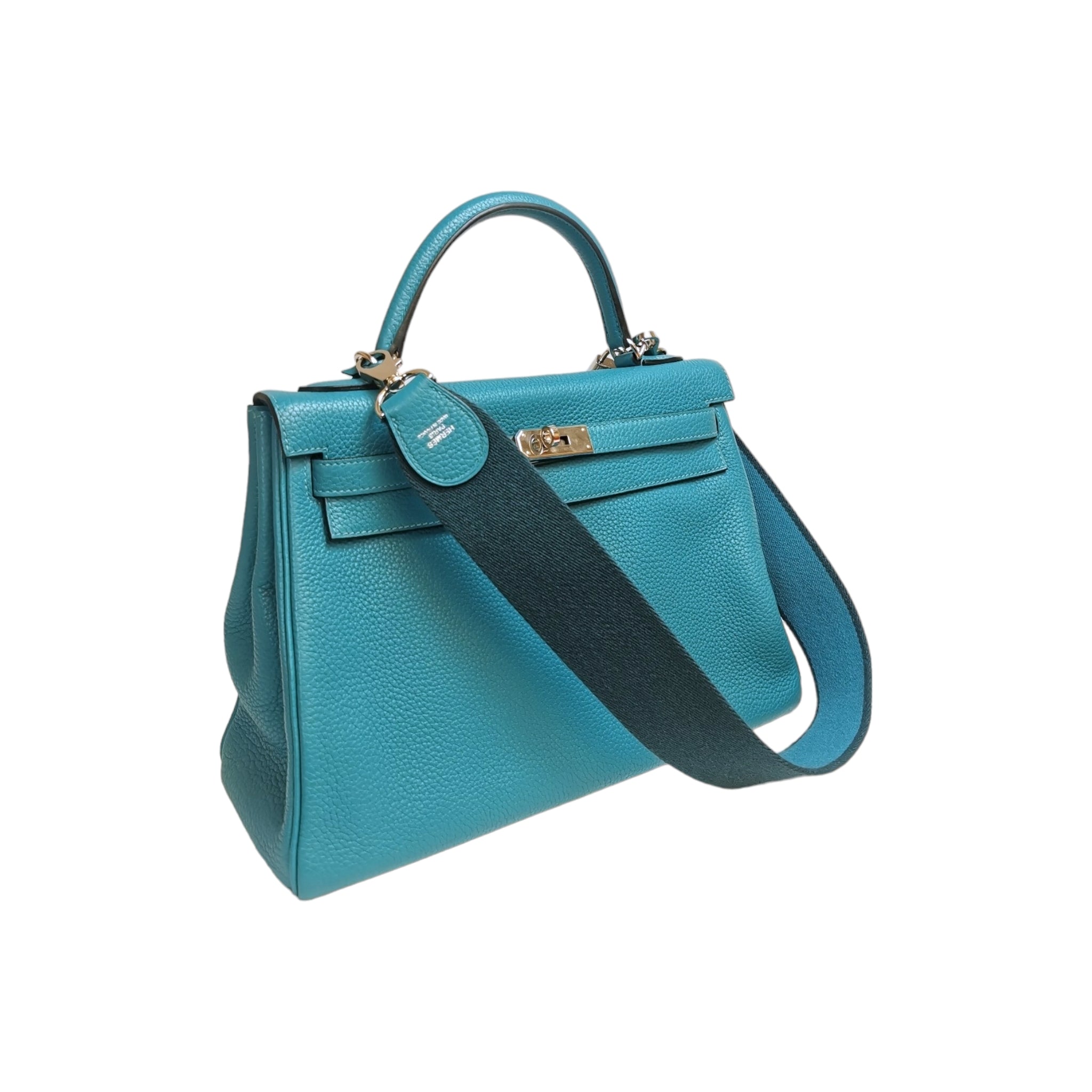 Hermes Birkin Bag 35 Clemence blau Palladium Tasche