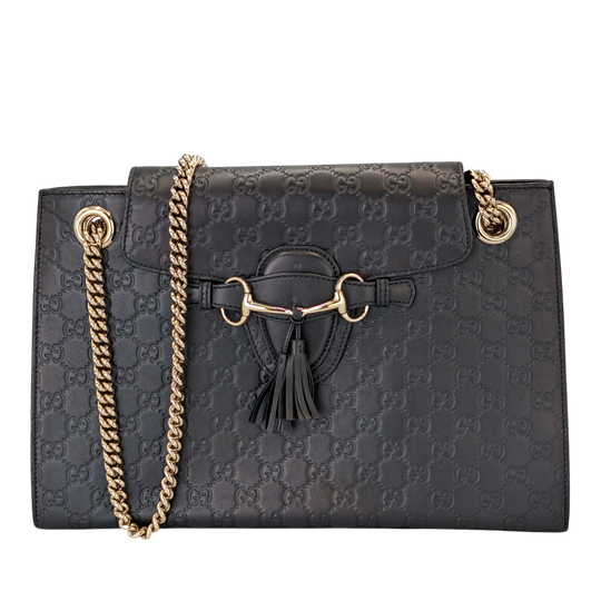 Gucci Emily Black Guccissima Leather