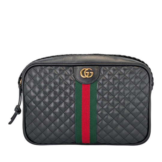 Gucci Tarpunata Camera Bag Black Quilted Leather