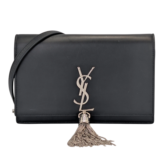 Saint Laurent Kate Tassel Chain Wallet Smooth Calfskin Silver