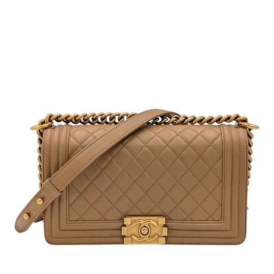 Chanel Boy Bag Medium Brown Lambskin Gold