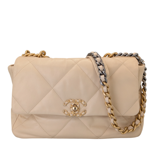Chanel 19 Large Beige Lambskin