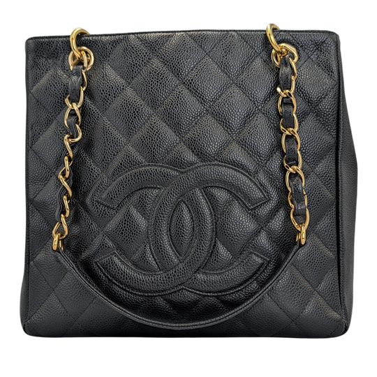 Chanel PST Black Caviar Gold
