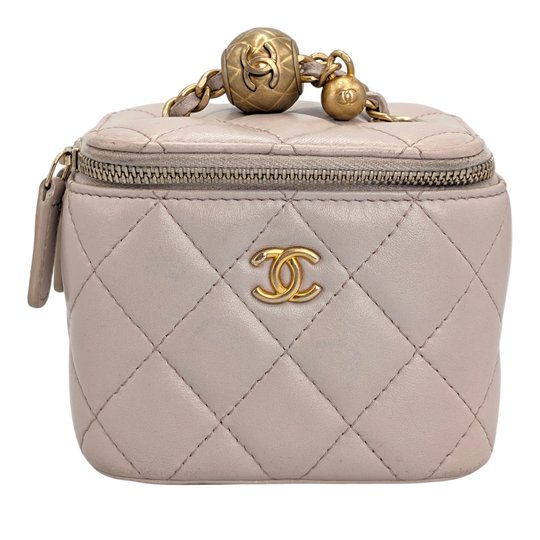 Chanel Vanity Mini Beige Lambskin Gold