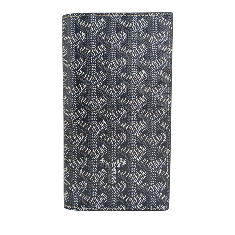 Secondhandbags AG Goyard Saint-Roch langes Portemonnaie aus grauem Goyardine-Canvas mit ikonischem Chevron-Muster